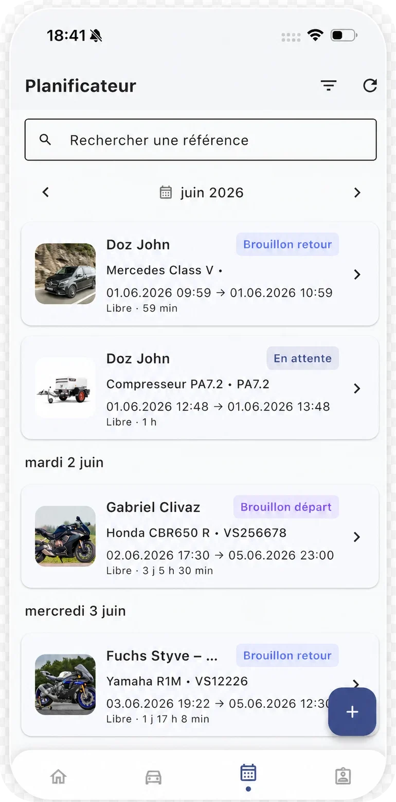 Planning Holyrent sur mobile