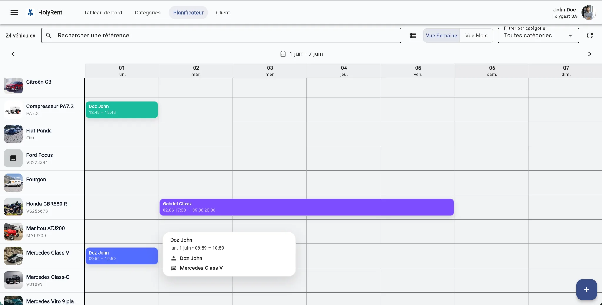 Planning Holyrent sur ordinateur