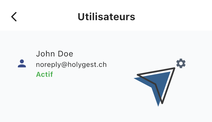 Écran modification utilisateur