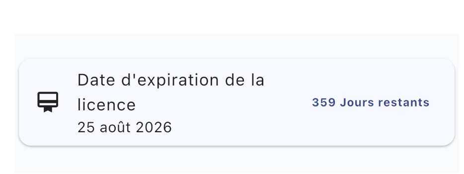 Date d’expiration de la licence Holyrent