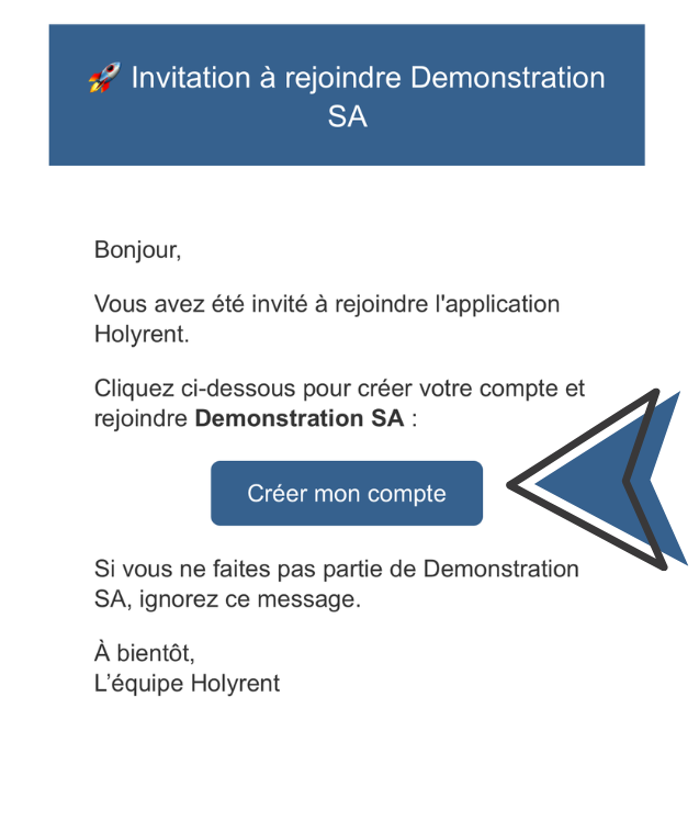 Email d’invitation Holyrent