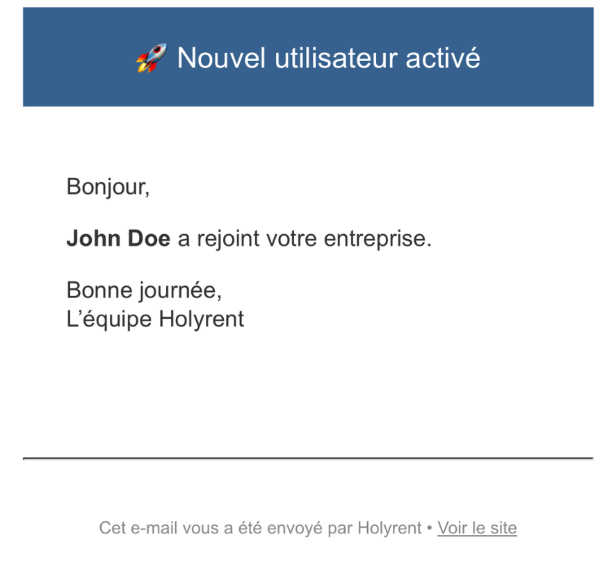 Email d’invitation Holyrent