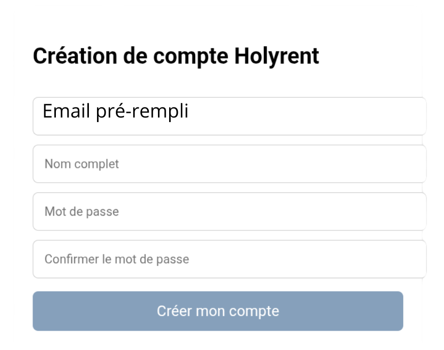 Formulaire de création de compte Holyrent